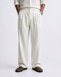 White Linen Relaxed Trousers