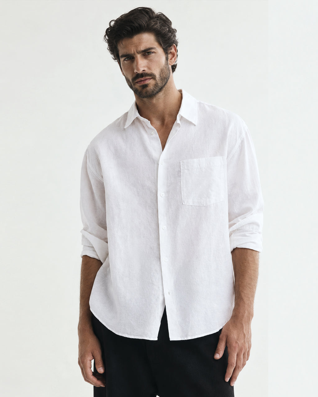 RELEXED LINEN SHIRT - WHITE