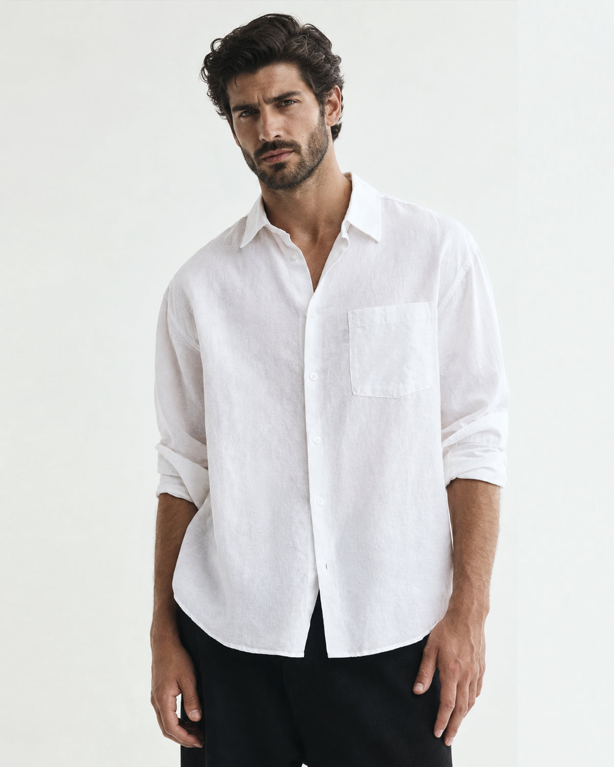 RELEXED LINEN SHIRT - WHITE