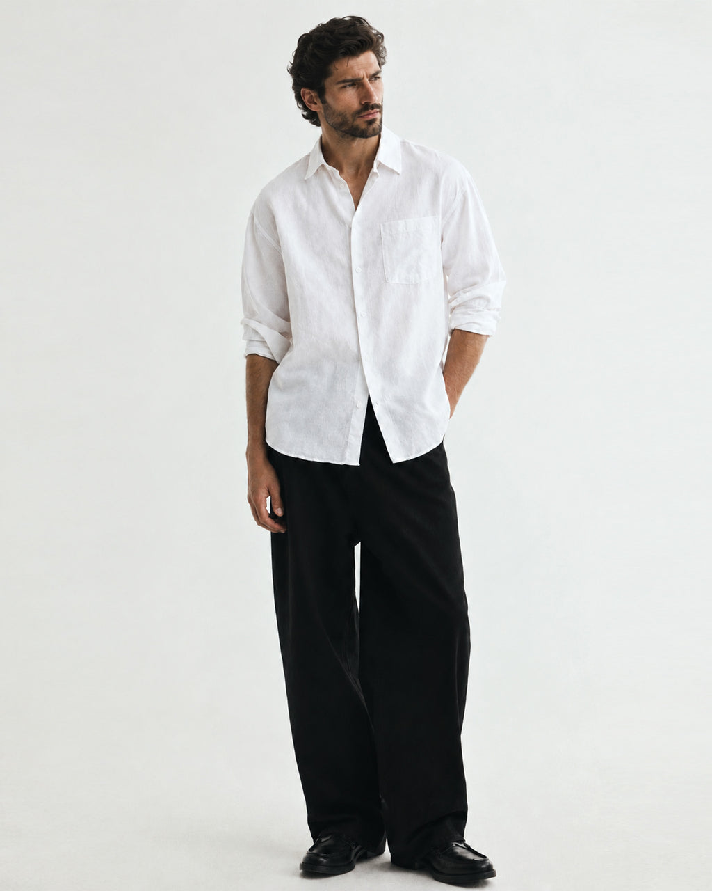RELEXED LINEN SHIRT - WHITE