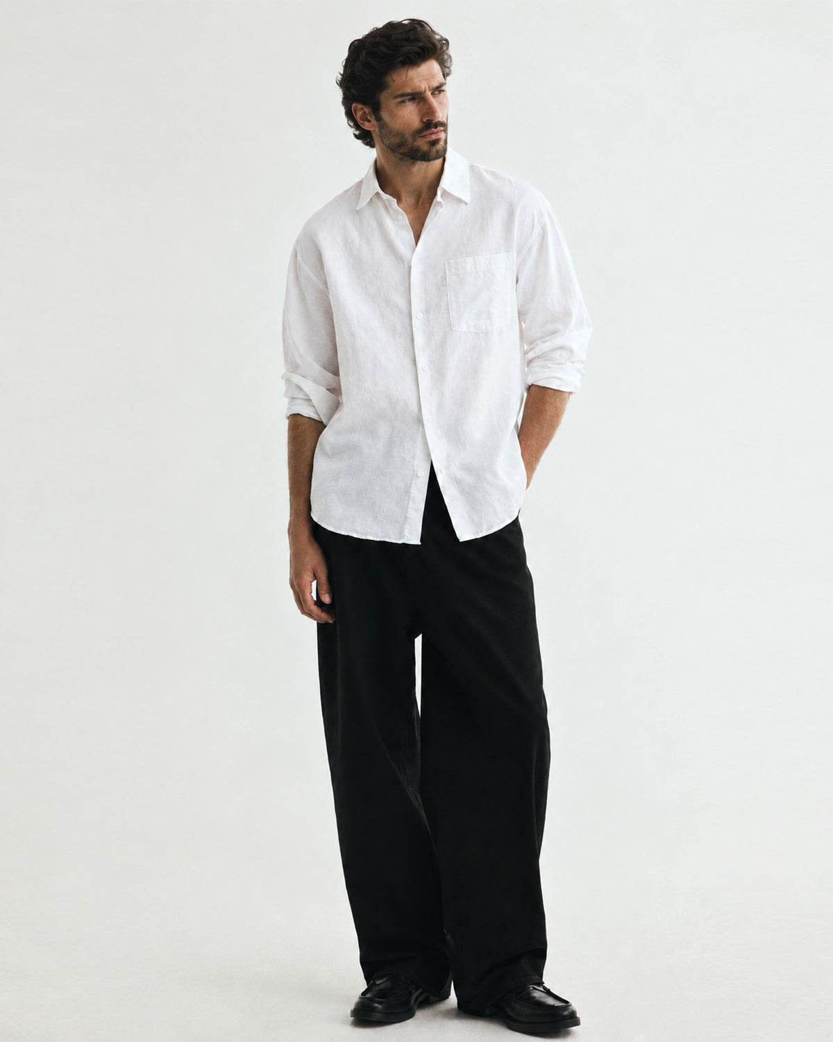 RELEXED LINEN SHIRT - WHITE