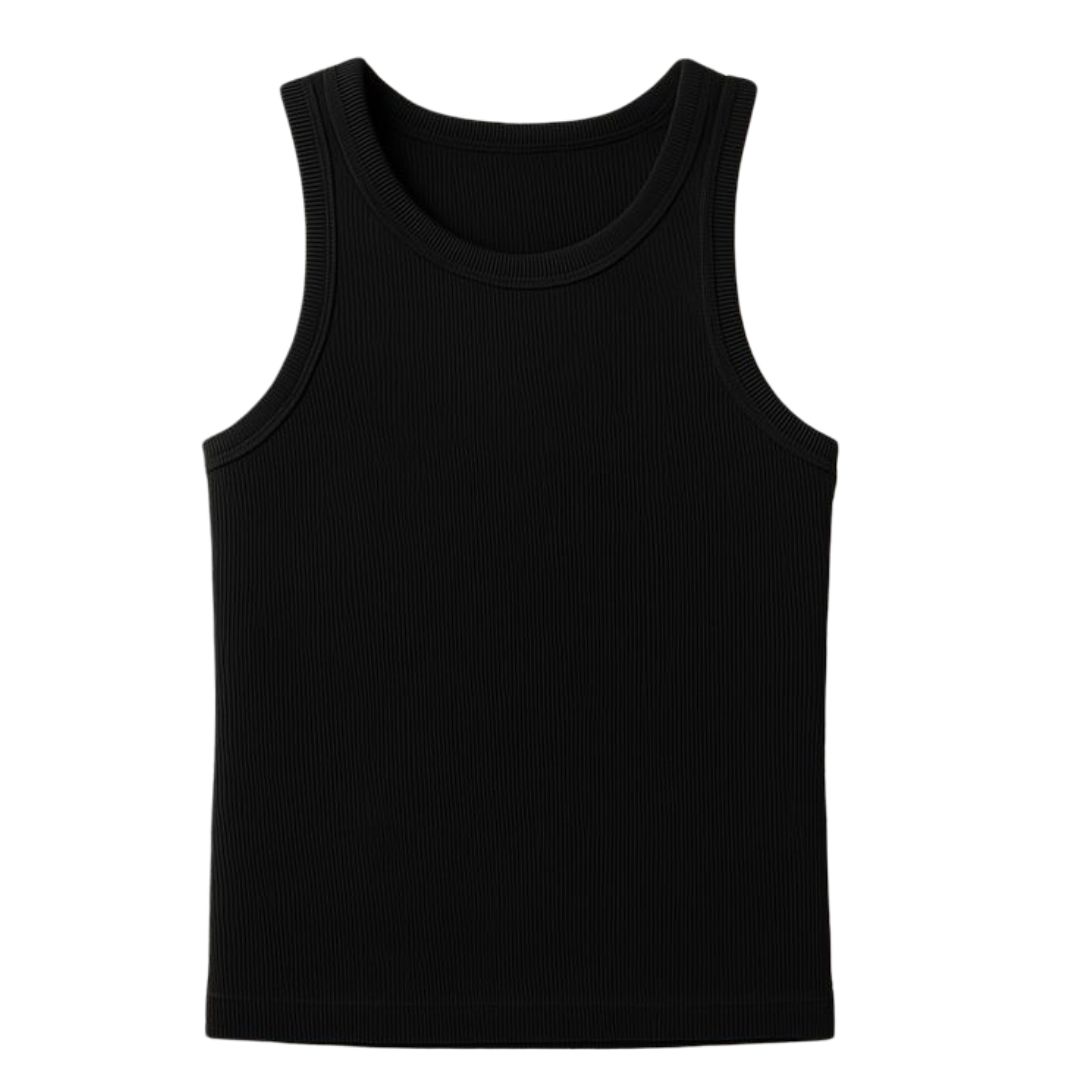 RIBBED VEST TOP - BLACK